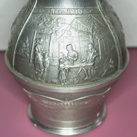 German Pewter Pitcher Depicts German Folklore Decorative Home Decor European - Picture 6 of 9